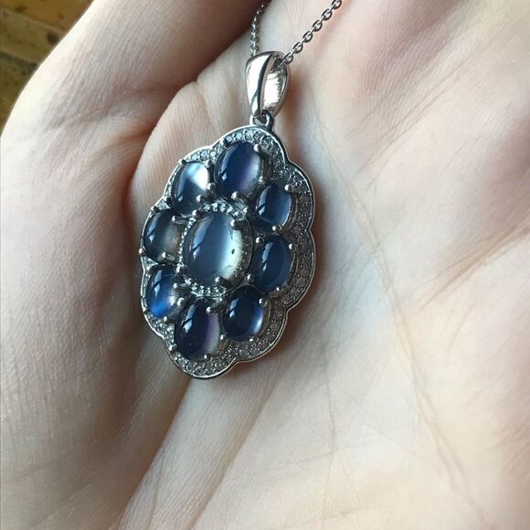 Aurora Moonstone Sterling Silver Necklace - Picture 3 of 8
